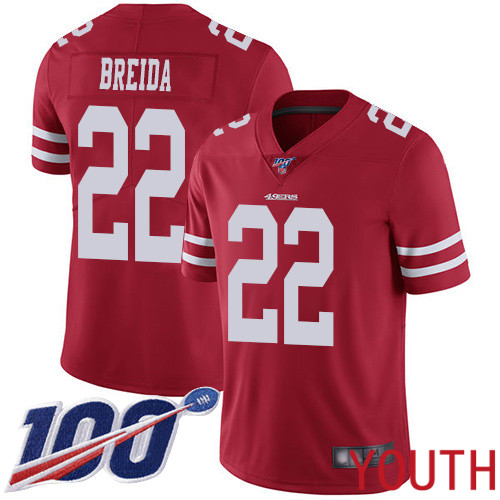 San Francisco 49ers Limited Red Youth Matt Breida Home NFL Jersey #22 100th Season Vapor Untouchable->youth nfl jersey->Youth Jersey